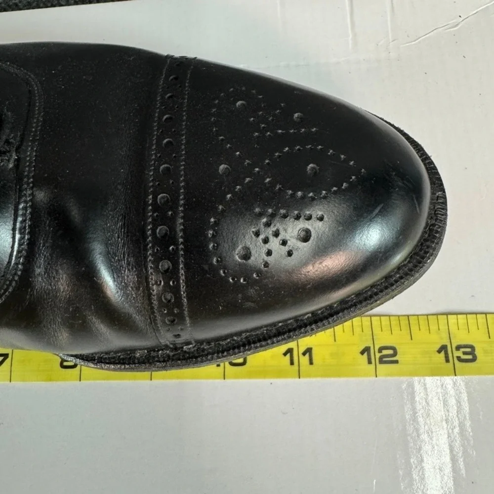 Johnston & Murphy Aristocraft Mens Black Leather Cap Toe Brogue Shoes USA 13